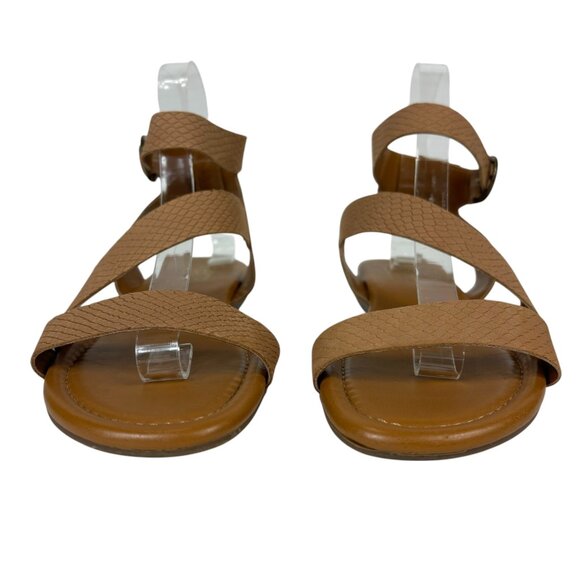 Franco Sarto Flat Leather Sandals Size 8M  Tan Gustar Reptile Embossed - Picture 7 of 16